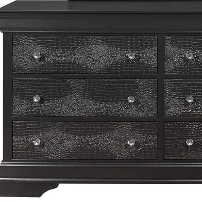 58" Metallic Grey Solid Wood Six Drawer Double Dresser HomeRoots