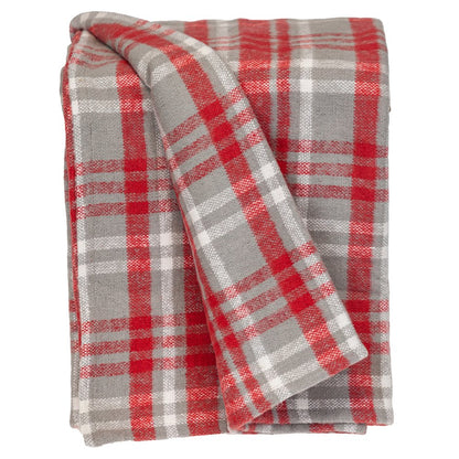 Red Woven Cotton Plaid Throw Blanket HomeRoots