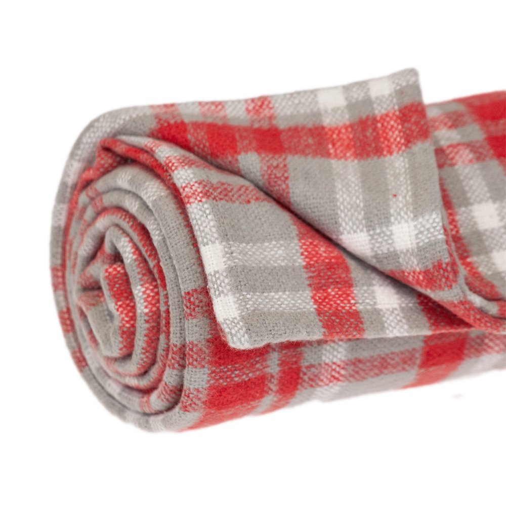 Red Woven Cotton Plaid Throw Blanket — view 2