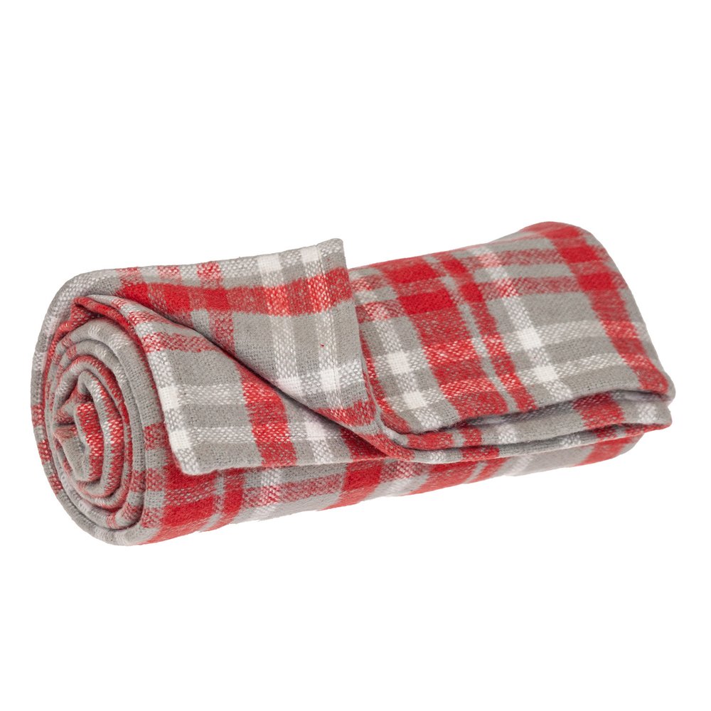 Red Woven Cotton Plaid Throw Blanket HomeRoots