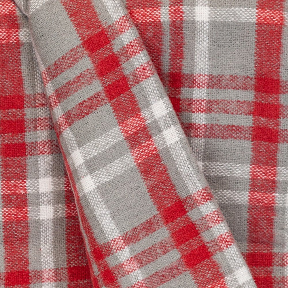 Red Woven Cotton Plaid Throw Blanket HomeRoots