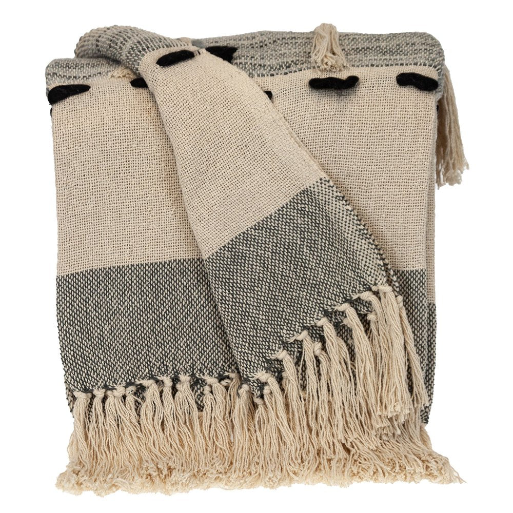 Gray Woven Cotton Abstract Throw Blanket HomeRoots