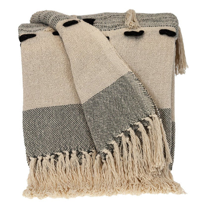 Gray Woven Cotton Abstract Throw Blanket HomeRoots