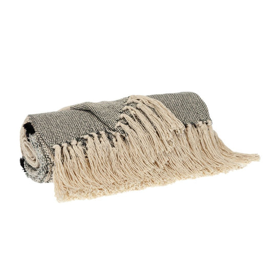 Gray Woven Cotton Abstract Throw Blanket HomeRoots