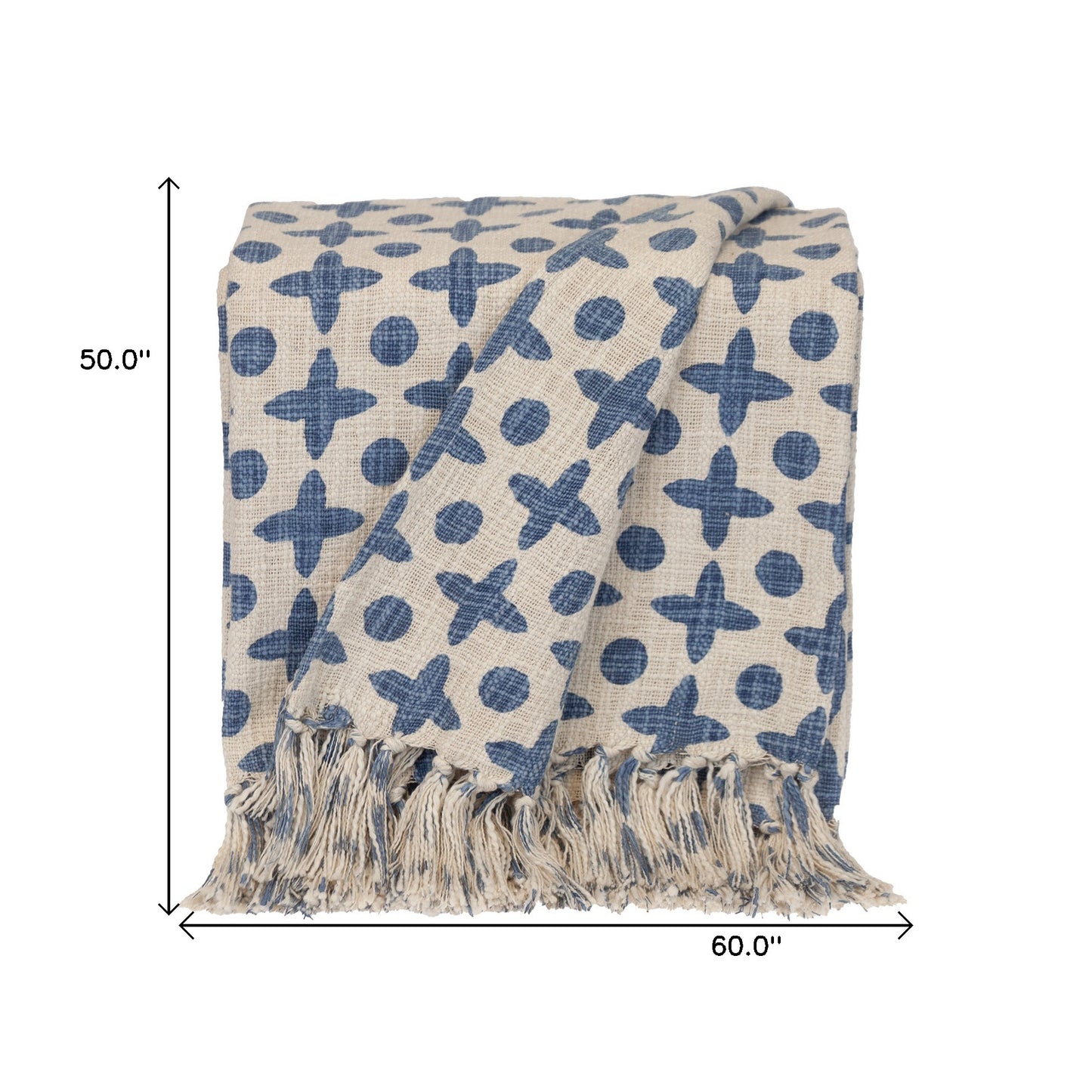 Blue Woven Cotton Abstract Throw Blanket