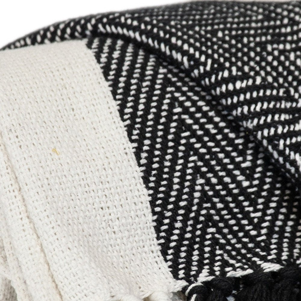 Black and White Woven Cotton Striped Throw Blanket HomeRoots
