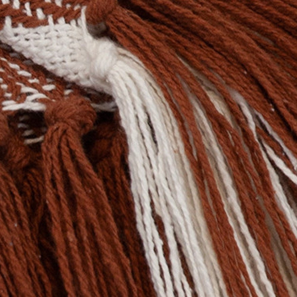 Burnt Orange Woven Cotton Striped Throw Blanket — view 6
