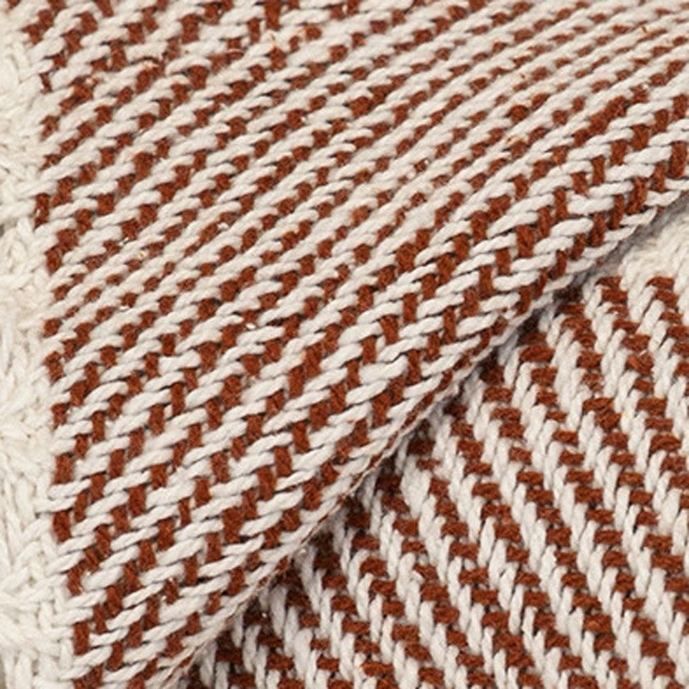 Burnt Orange Woven Cotton Striped Throw Blanket HomeRoots