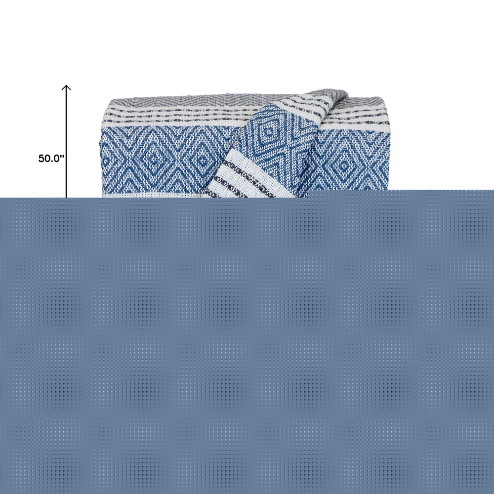 Charcoal Woven Cotton Striped Throw Blanket HomeRoots