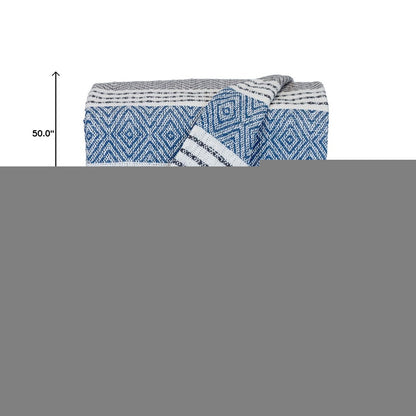 Charcoal Woven Cotton Striped Throw Blanket HomeRoots