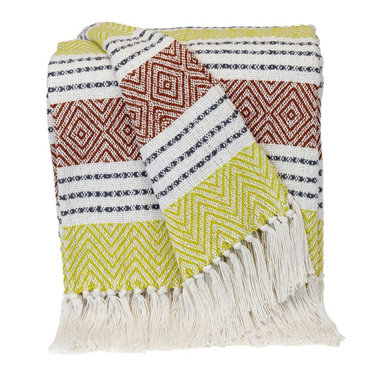 Burnt Orange Woven Cotton Striped Throw Blanket HomeRoots