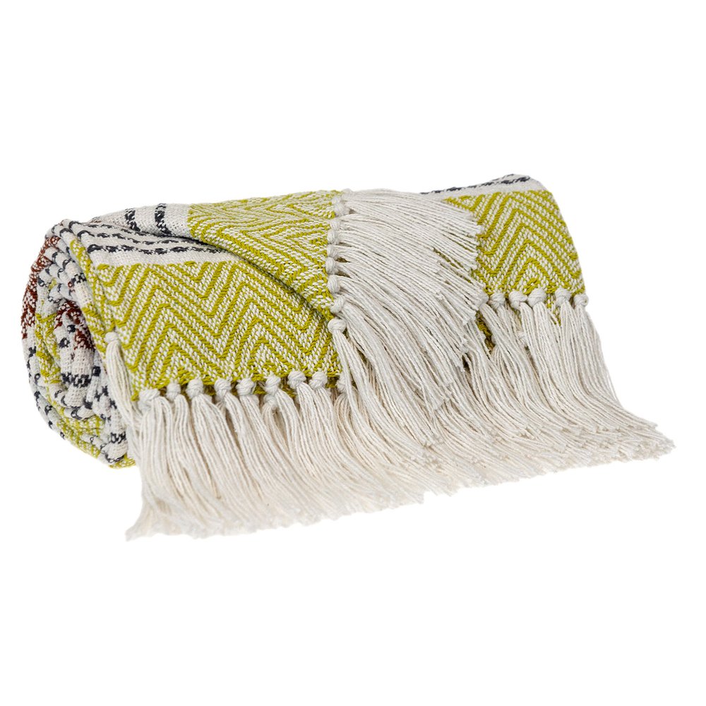 Burnt Orange Woven Cotton Striped Throw Blanket — view 2