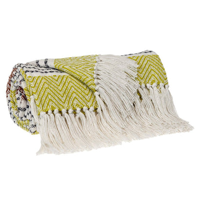 Burnt Orange Woven Cotton Striped Throw Blanket HomeRoots