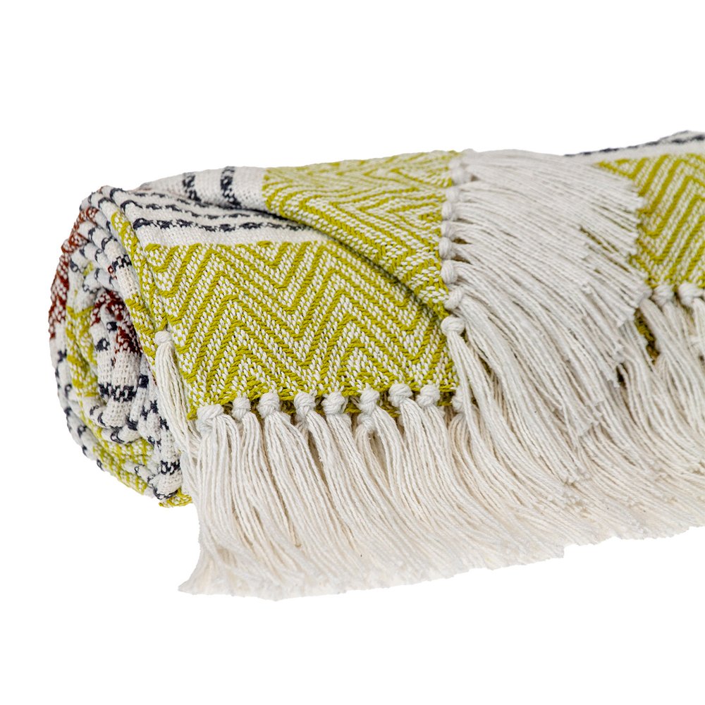 Burnt Orange Woven Cotton Striped Throw Blanket — view 3
