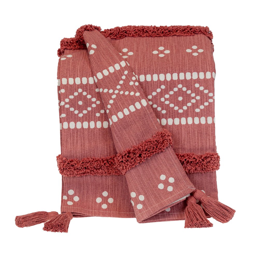 Pink Woven Cotton Striped Throw Blanket — view 1