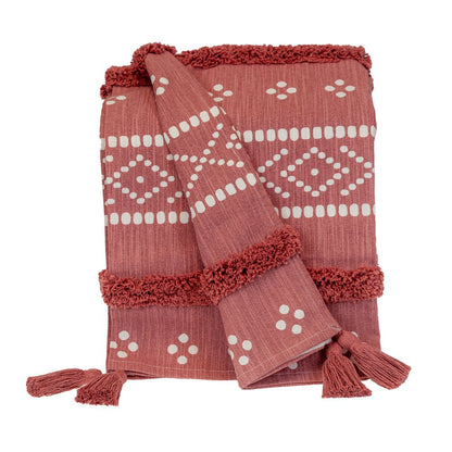 Pink Woven Cotton Striped Throw Blanket HomeRoots