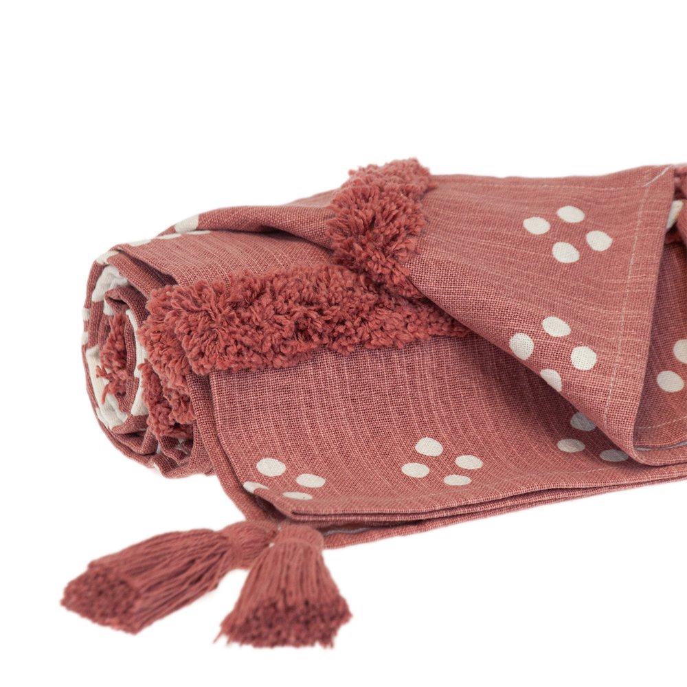 Pink Woven Cotton Striped Throw Blanket HomeRoots