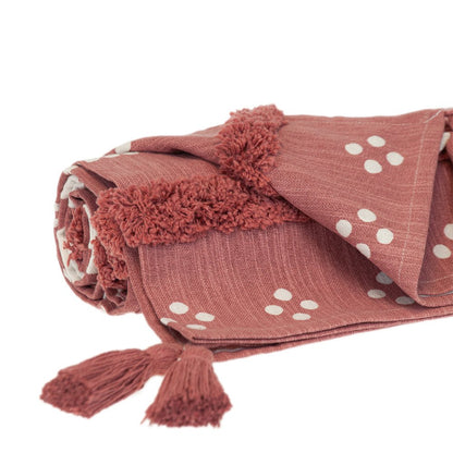 Pink Woven Cotton Striped Throw Blanket HomeRoots