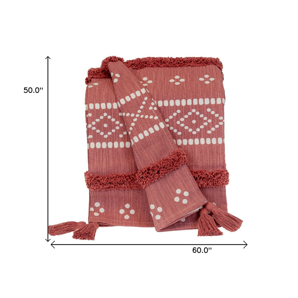 Pink Woven Cotton Striped Throw Blanket — view 4