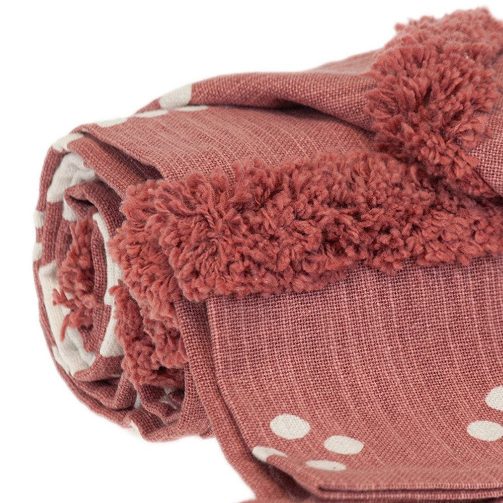 Pink Woven Cotton Striped Throw Blanket HomeRoots