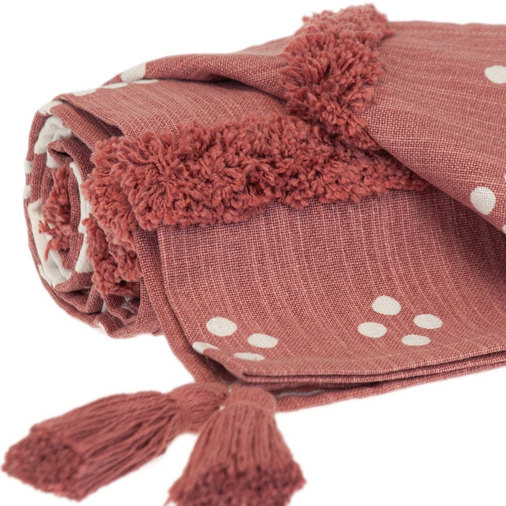 Pink Woven Cotton Striped Throw Blanket HomeRoots