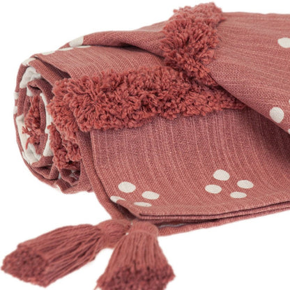 Pink Woven Cotton Striped Throw Blanket HomeRoots