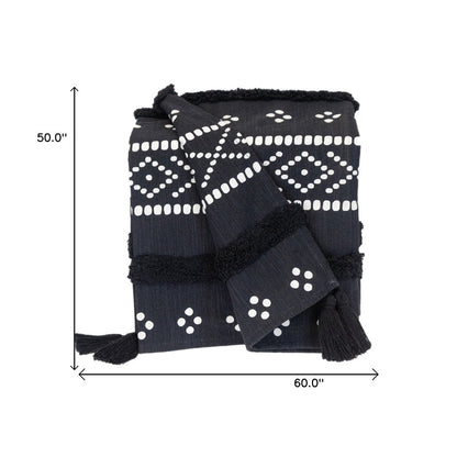 Blue and White Woven Cotton Striped Throw Blanket HomeRoots