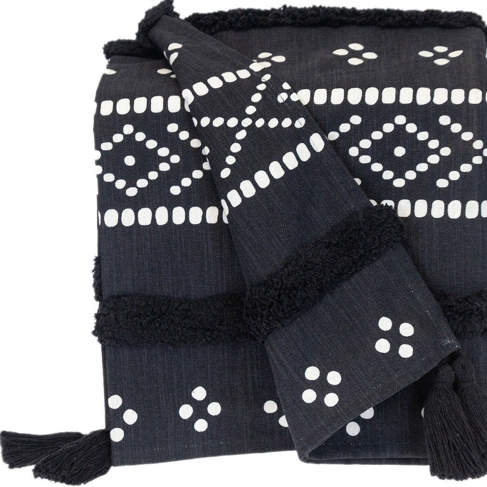 Blue and White Woven Cotton Striped Throw Blanket HomeRoots