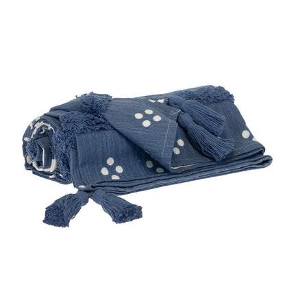 Blue Woven Cotton Striped Throw Blanket HomeRoots