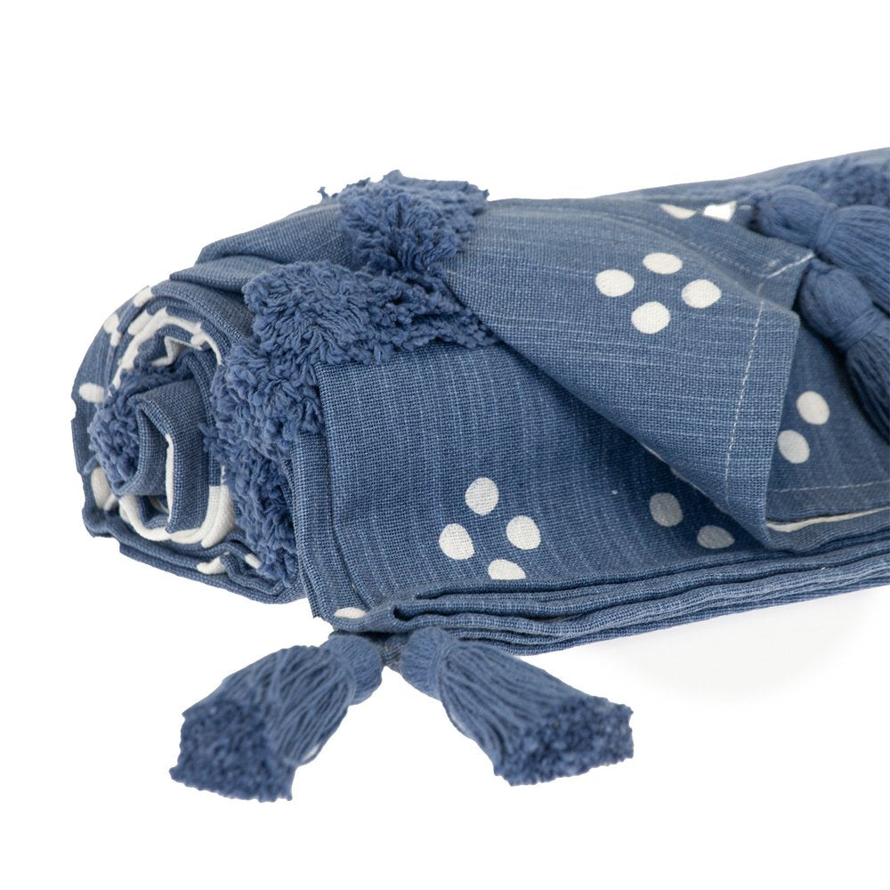 Blue Woven Cotton Striped Throw Blanket HomeRoots