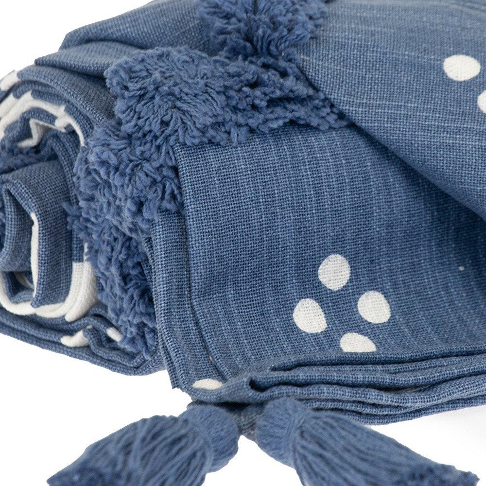 Blue Woven Cotton Striped Throw Blanket — view 5