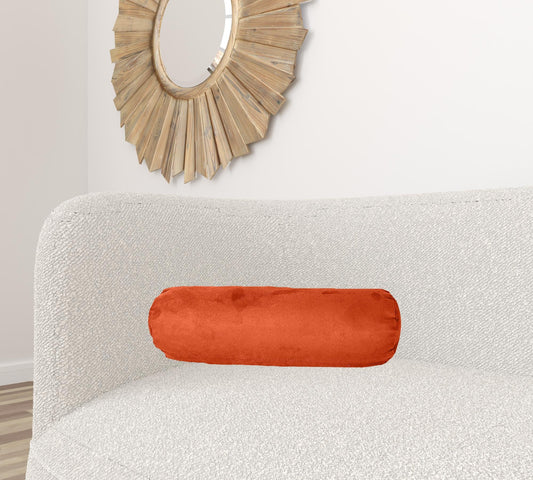 8" X 20" Burnt Orange Zippered Microsuede Solid Color Bolster Pillow FurniFindUSA