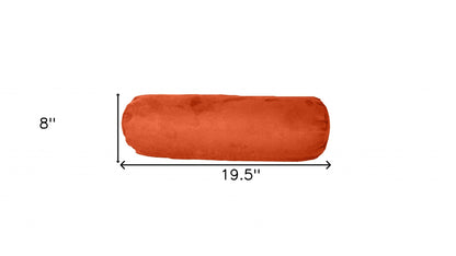 8" X 20" Burnt Orange Zippered Microsuede Solid Color Bolster Pillow FurniFindUSA
