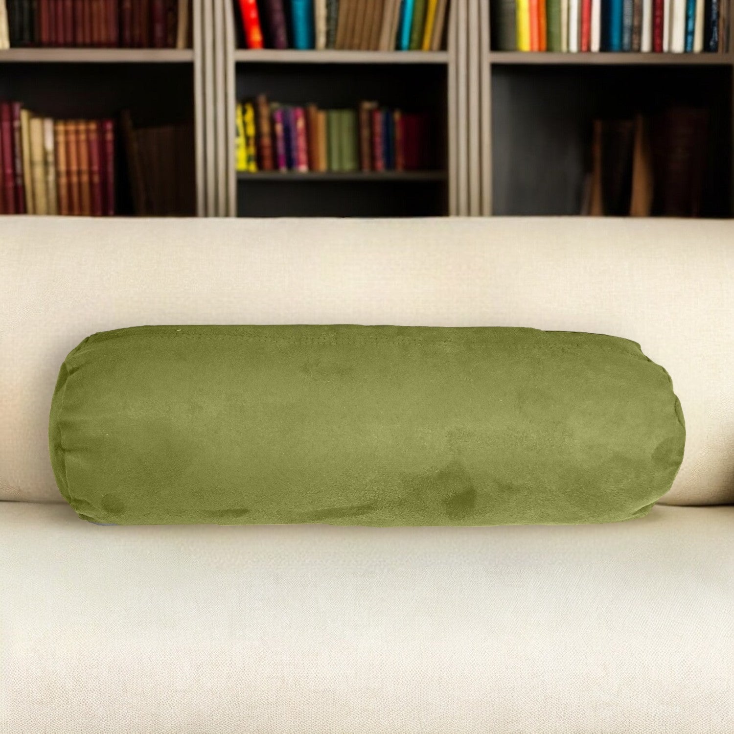 8" X 20" Moss Green Bolster Microsuede Throw Pillow FurniFindUSA
