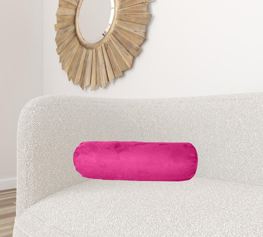 8" X 20" Fuchsia Bolster Microsuede Zippered Pillow FurniFindUSA