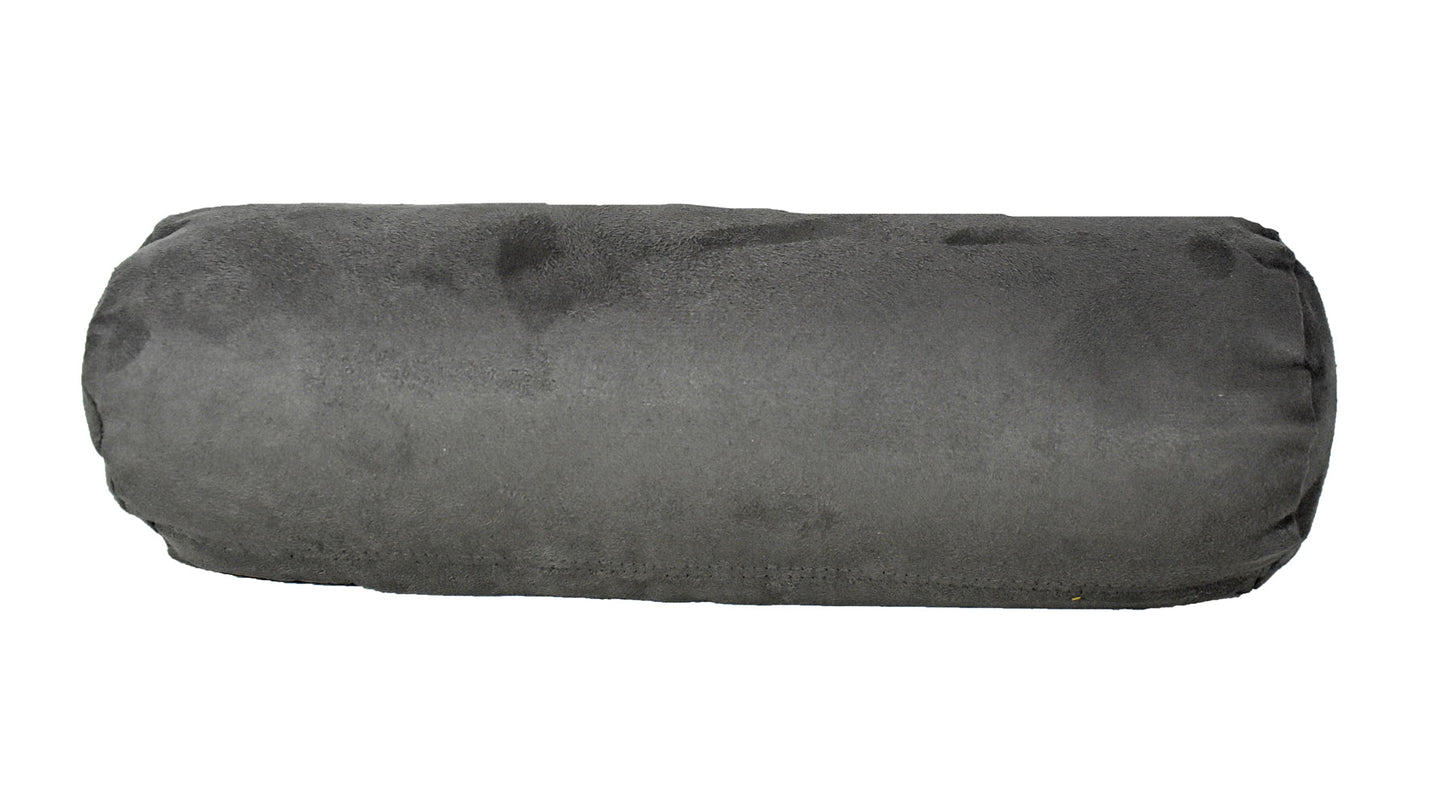 8" X 20" Gray Bolster Zippered Microsuede Solid Color Bolster Pillow FurniFindUSA