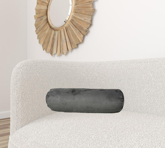 8" X 20" Gray Bolster Zippered Microsuede Solid Color Bolster Pillow FurniFindUSA