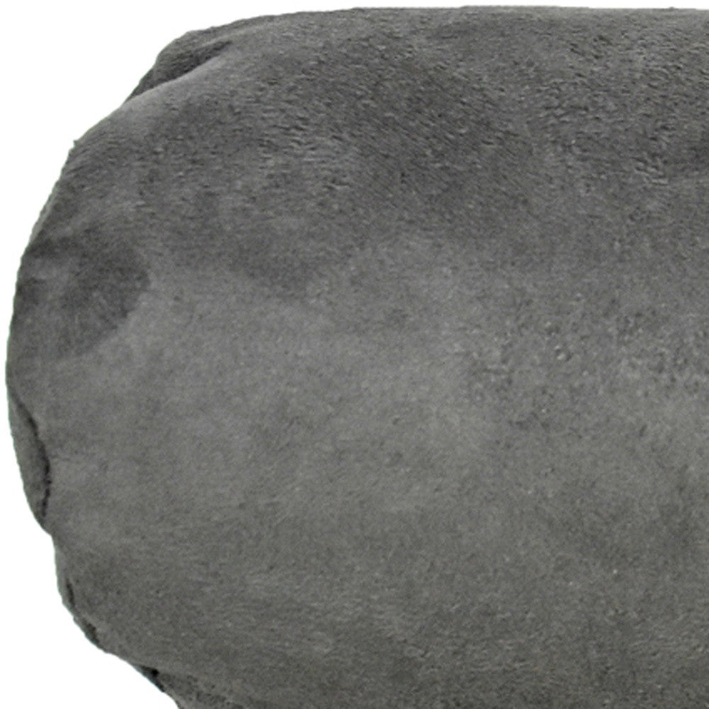 8" X 20" Gray Bolster Zippered Microsuede Solid Color Bolster Pillow FurniFindUSA