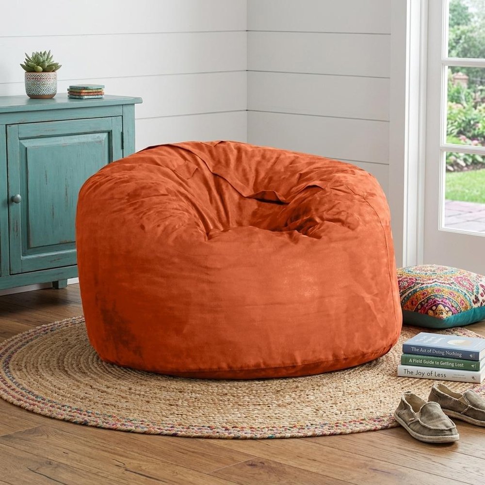 47" Orange Microsuede Classic Bean Bag — view 1