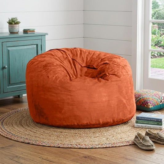 47" Orange Microsuede Classic Bean Bag HomeRoots