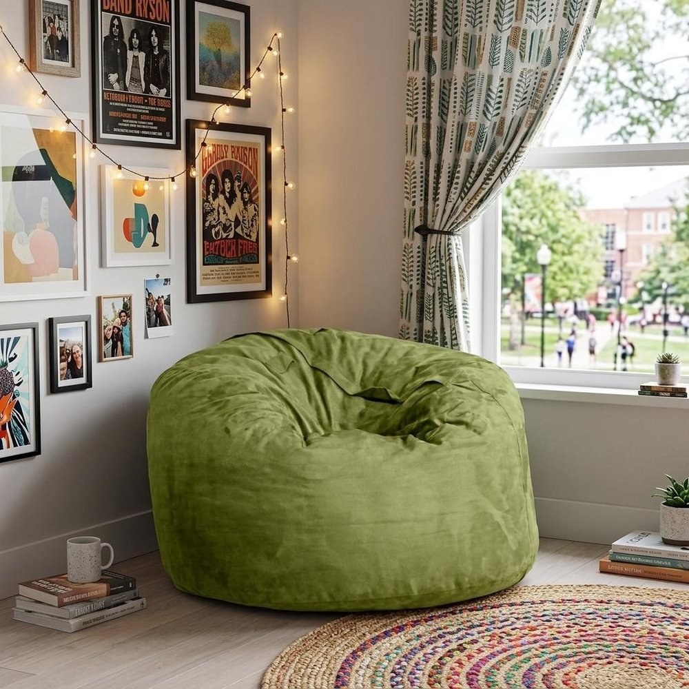 47" Orange Microsuede Classic Bean Bag HomeRoots