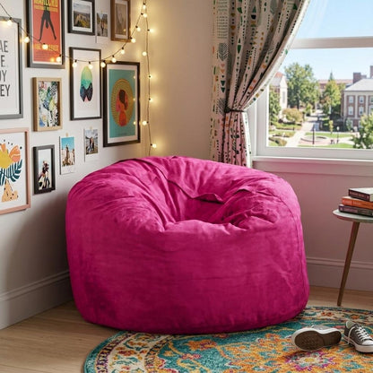 47" Orange Microsuede Classic Bean Bag HomeRoots