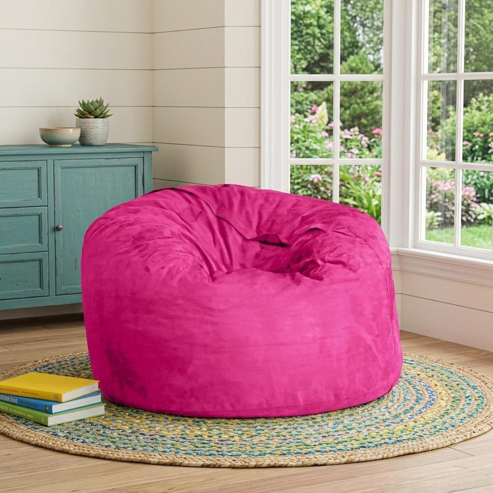 47" Orange Microsuede Classic Bean Bag HomeRoots