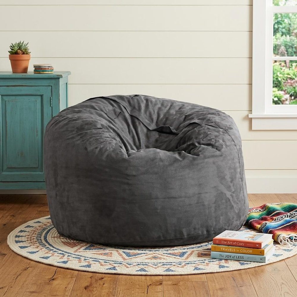 47" Orange Microsuede Classic Bean Bag HomeRoots