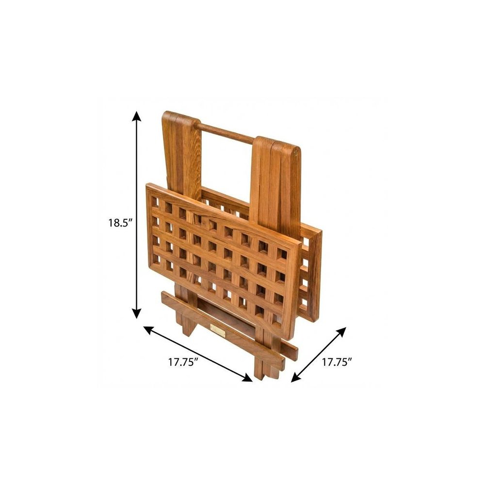 19" Brown Solid Teak Wood Square Indoor Outdoor Folding End Table HomeRoots