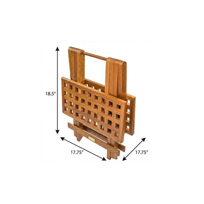 19" Brown Solid Teak Wood Square Indoor Outdoor Folding End Table HomeRoots
