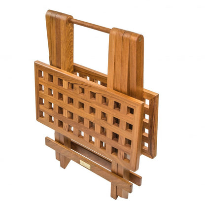 19" Brown Solid Teak Wood Square Indoor Outdoor Folding End Table HomeRoots