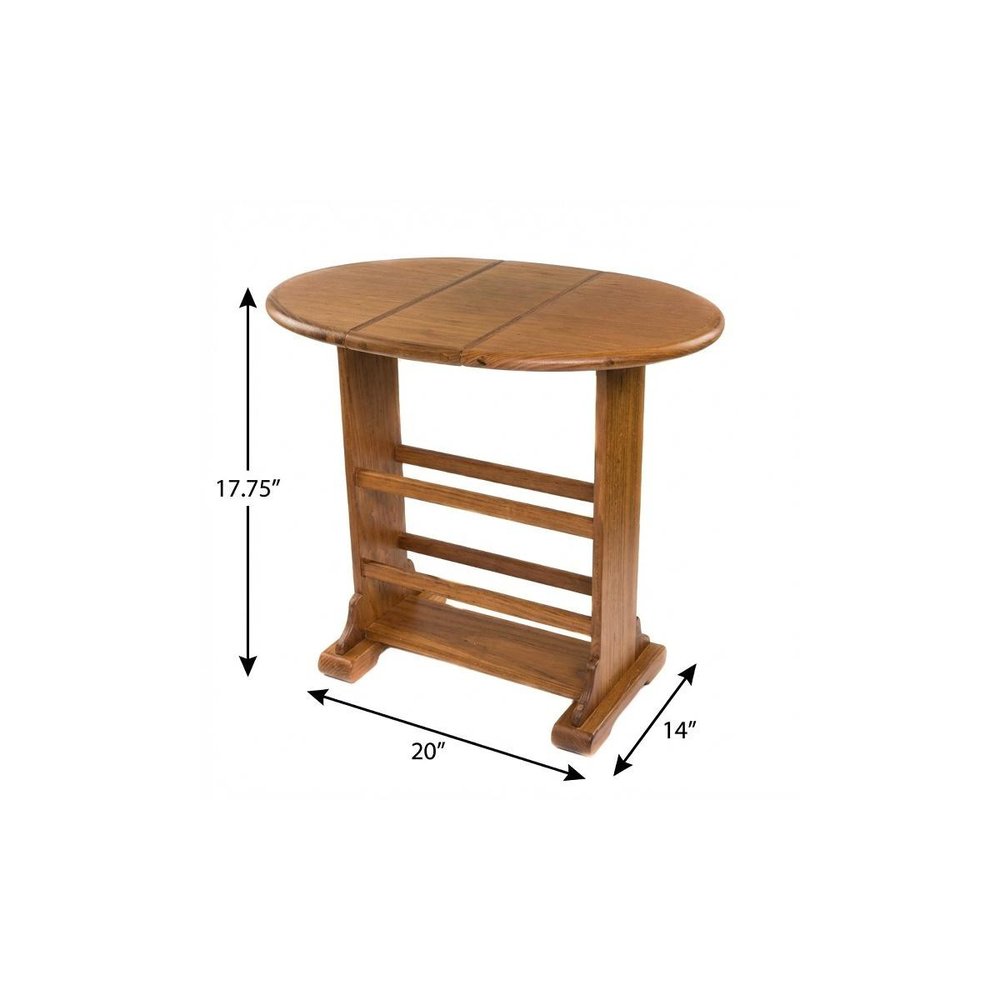 18" Brown Solid Wood Oval End Table HomeRoots