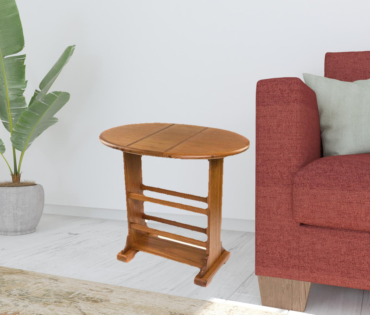 18" Brown Solid Wood Oval End Table