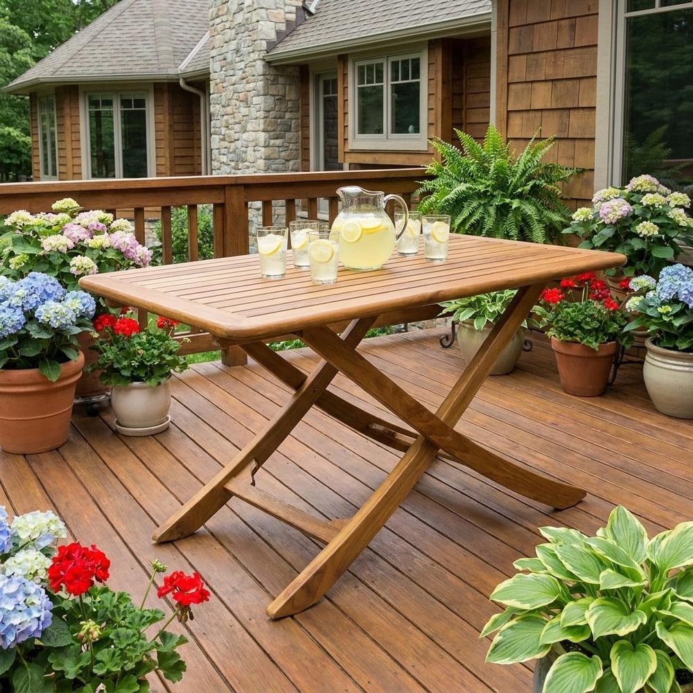43" Brown Solid Wood Folding Outdoor Picnic Table HomeRoots